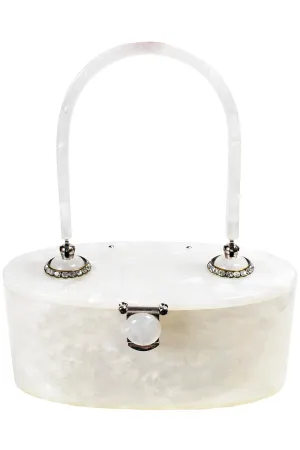 1950s Marbleized Lucite Vintage Handbag With Rhinestones