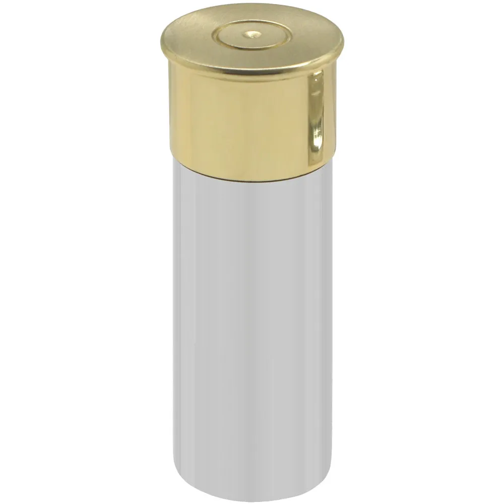 4oz Pewter Shotgun Cartridge Hip Flask with Brass Lid