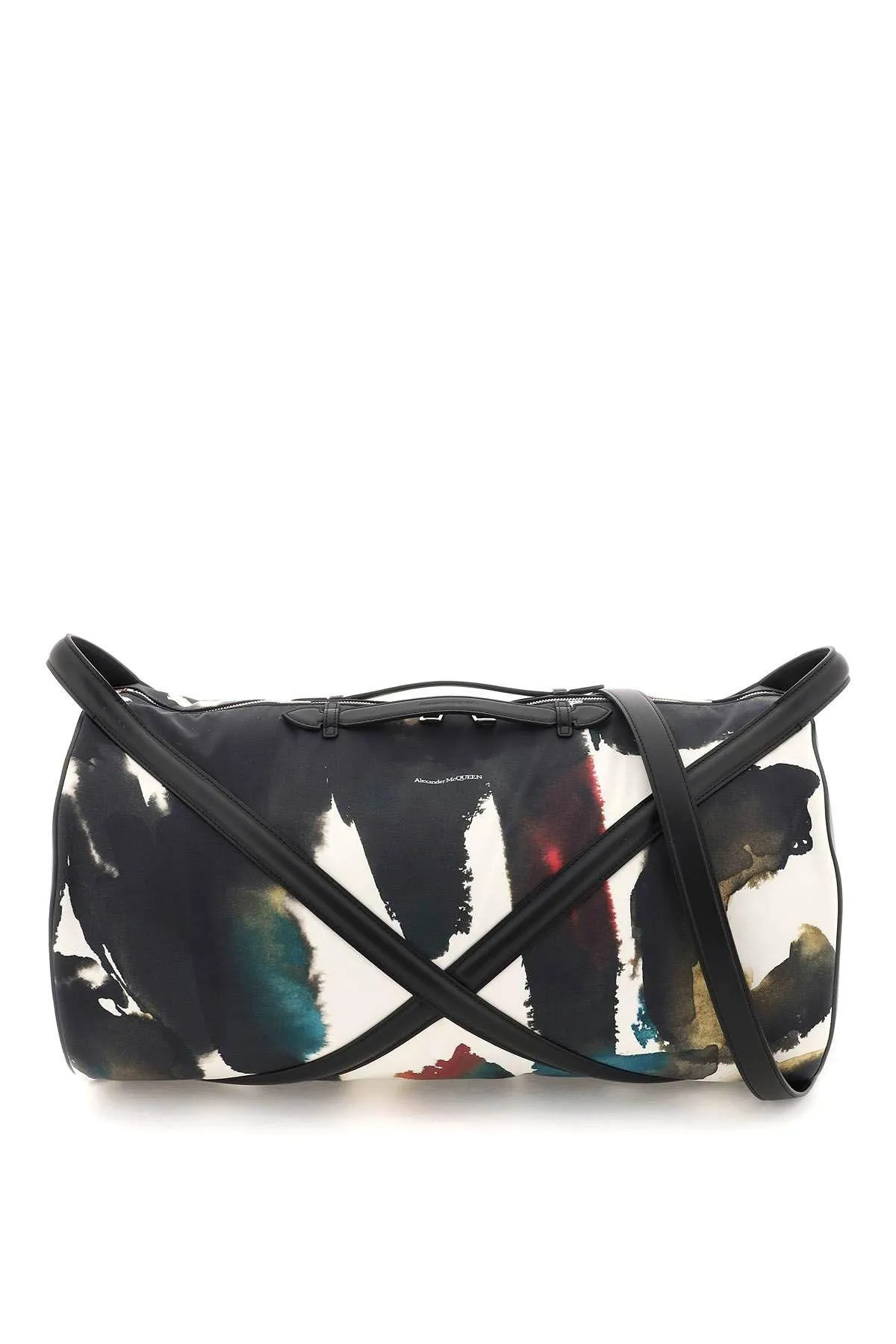 Alexander Mcqueen Women Graffiti Watercolor Print Nylon Gym Bag