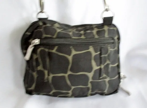 BAGGALLINI GIRAFFE shoulder travel flap bag mini purse crossbody BLACK BROWN Nylon