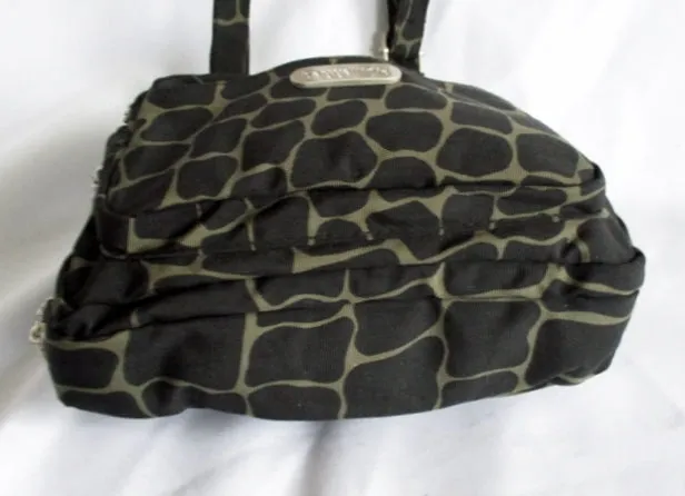 BAGGALLINI GIRAFFE shoulder travel flap bag mini purse crossbody BLACK BROWN Nylon