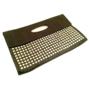 Black Clutch Bag - Oversized Faux Leather Handbag with Silver Rivet Studs