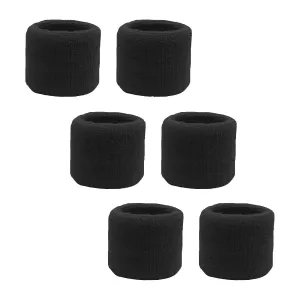 Black Wrist Sweatbands - 6 Pack