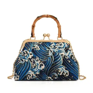 Blue Crush Bamboo Handle Purse