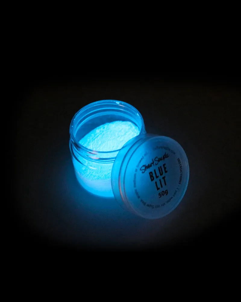 BLUE LIT - the world's glowiest glow pigment, 100% pure LIT powder in blue by Stuart Semple