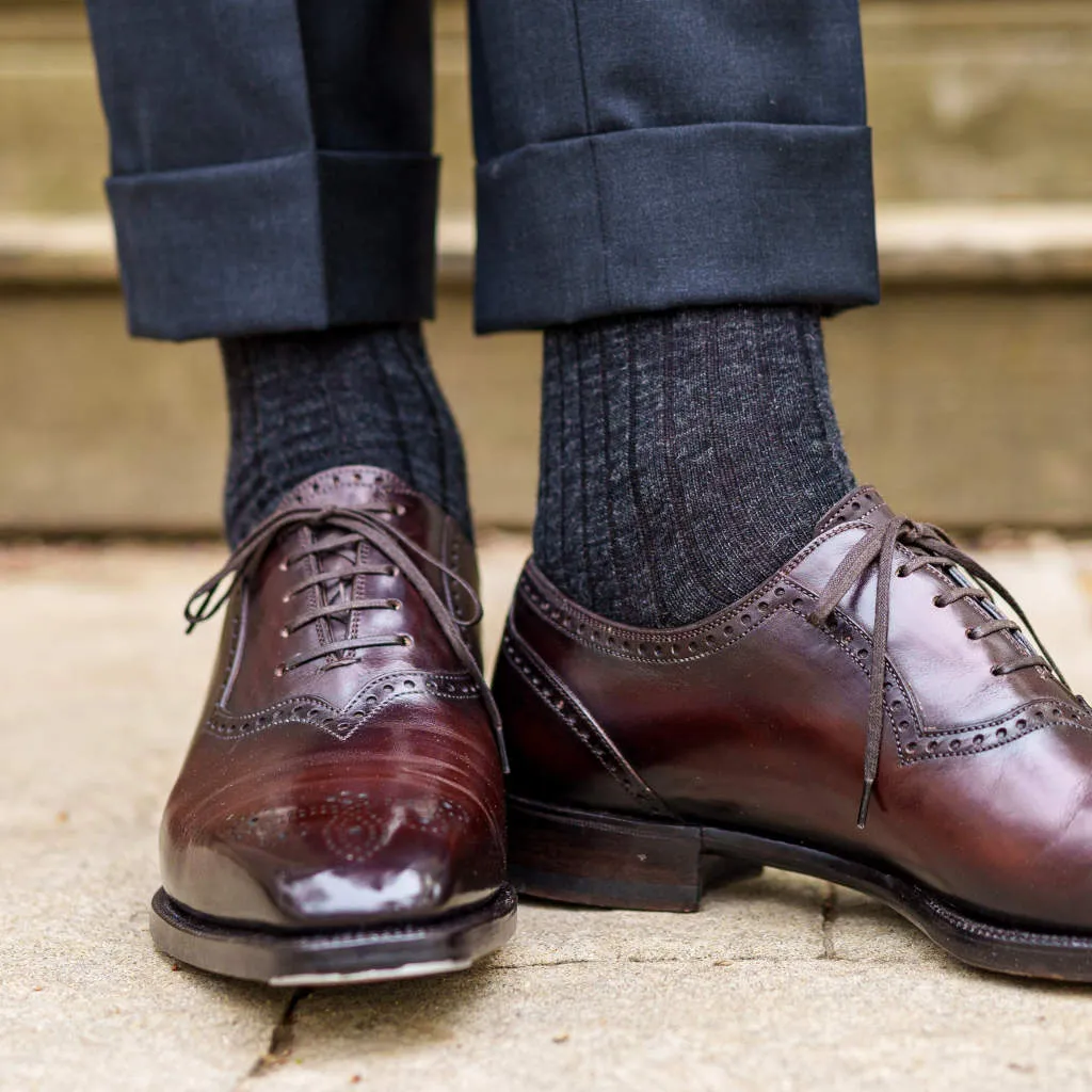 Charcoal Merino Wool Mid Calf Dress Socks