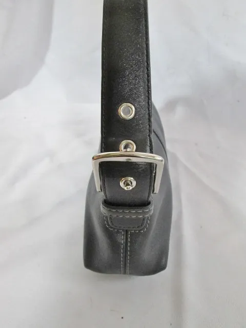 COACH 7461 EAST WEST LEATHER Signature Bag Clutch Baguette Purse BLACK Shoulder