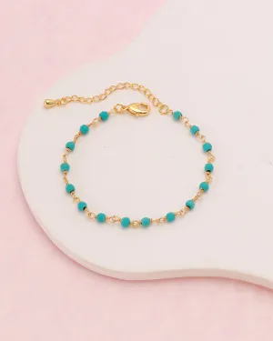 Elara Blue Gold Boho Bead Bracelet