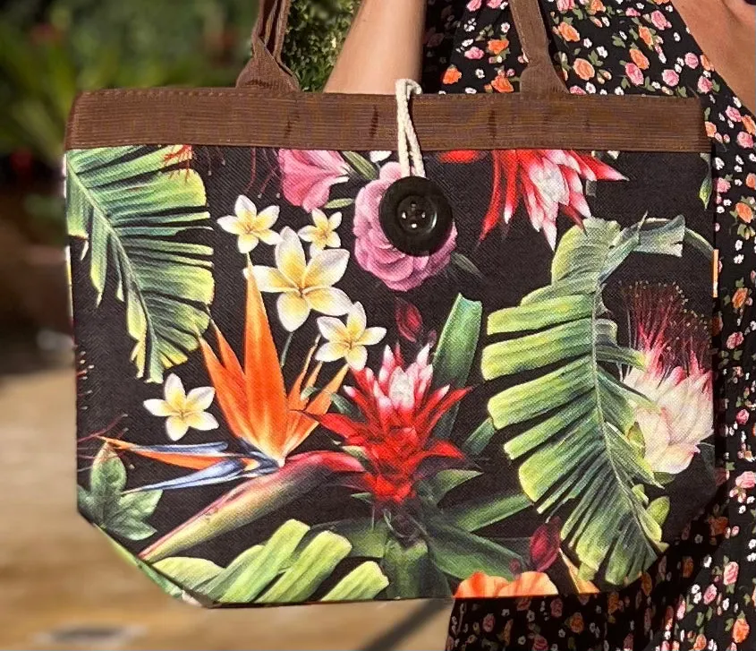 Floral Handbag Black