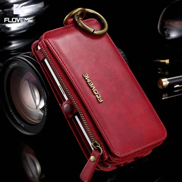 FLOVEME Retro Leather Phone Case For Samsung Galaxy S8 S8 Plus Card Wallet Phone Bag Cases For Samsung S6 S7 Edge Note 8 9 Cover