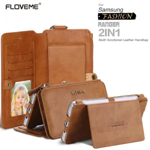 FLOVEME Retro Leather Phone Case For Samsung Galaxy S8 S8 Plus Card Wallet Phone Bag Cases For Samsung S6 S7 Edge Note 8 9 Cover