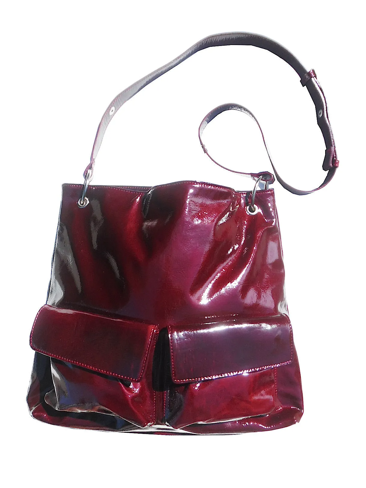 Gapock X Crossbody Travel Bag Patent Leather Espresso