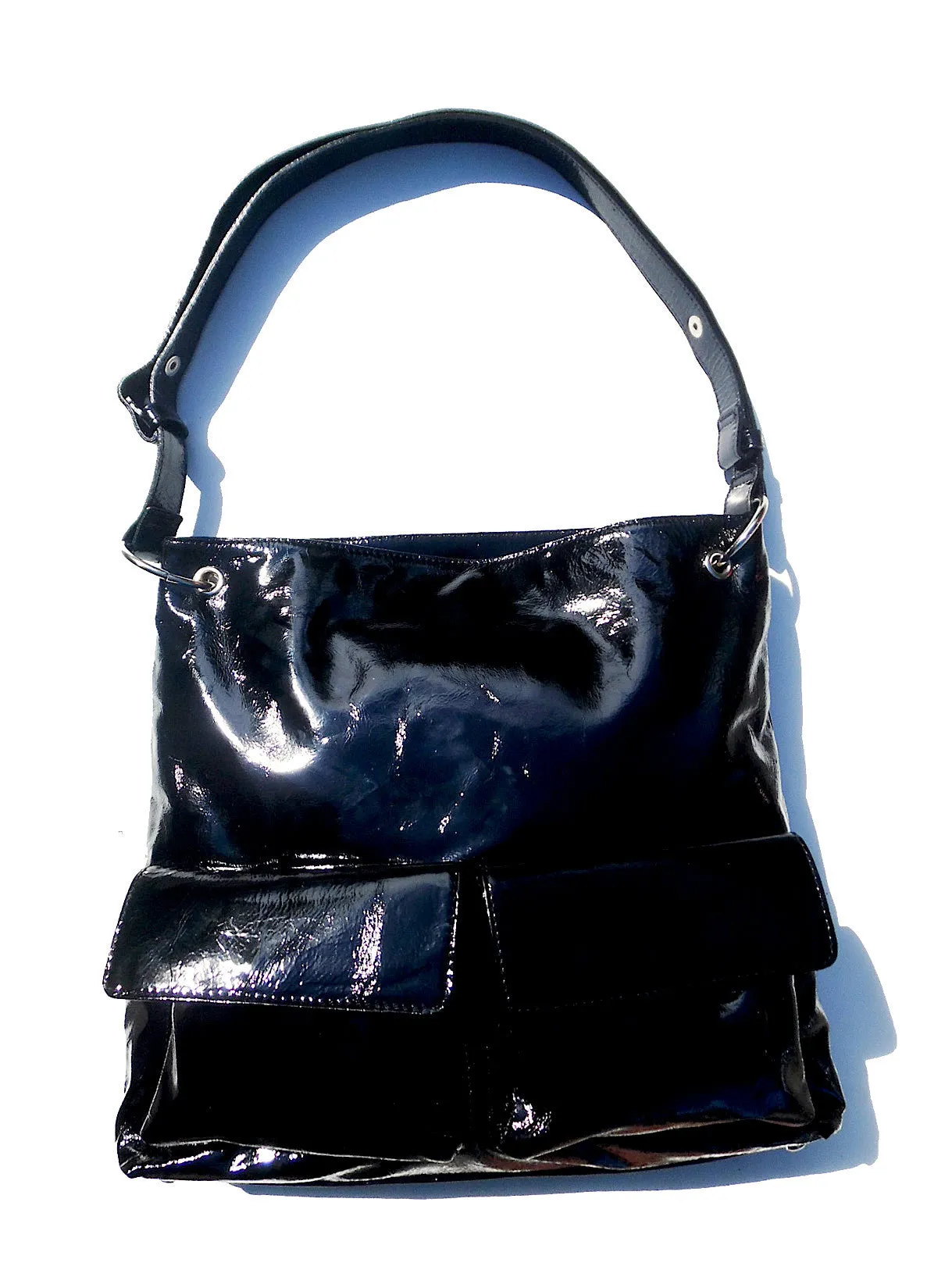 Gapock X Crossbody Travel Bag Patent Leather Espresso