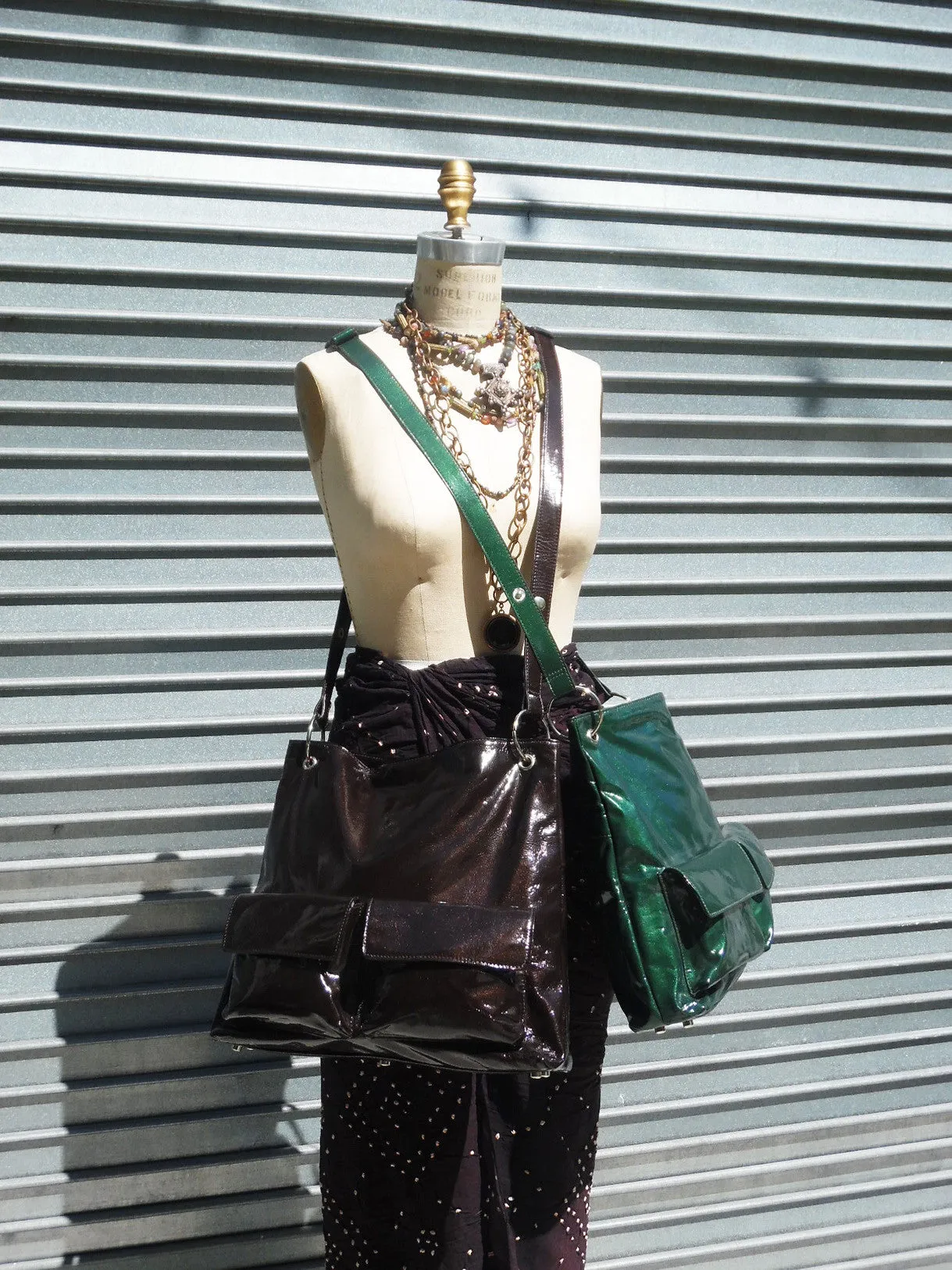 Gapock X Crossbody Travel Bag Patent Leather Espresso