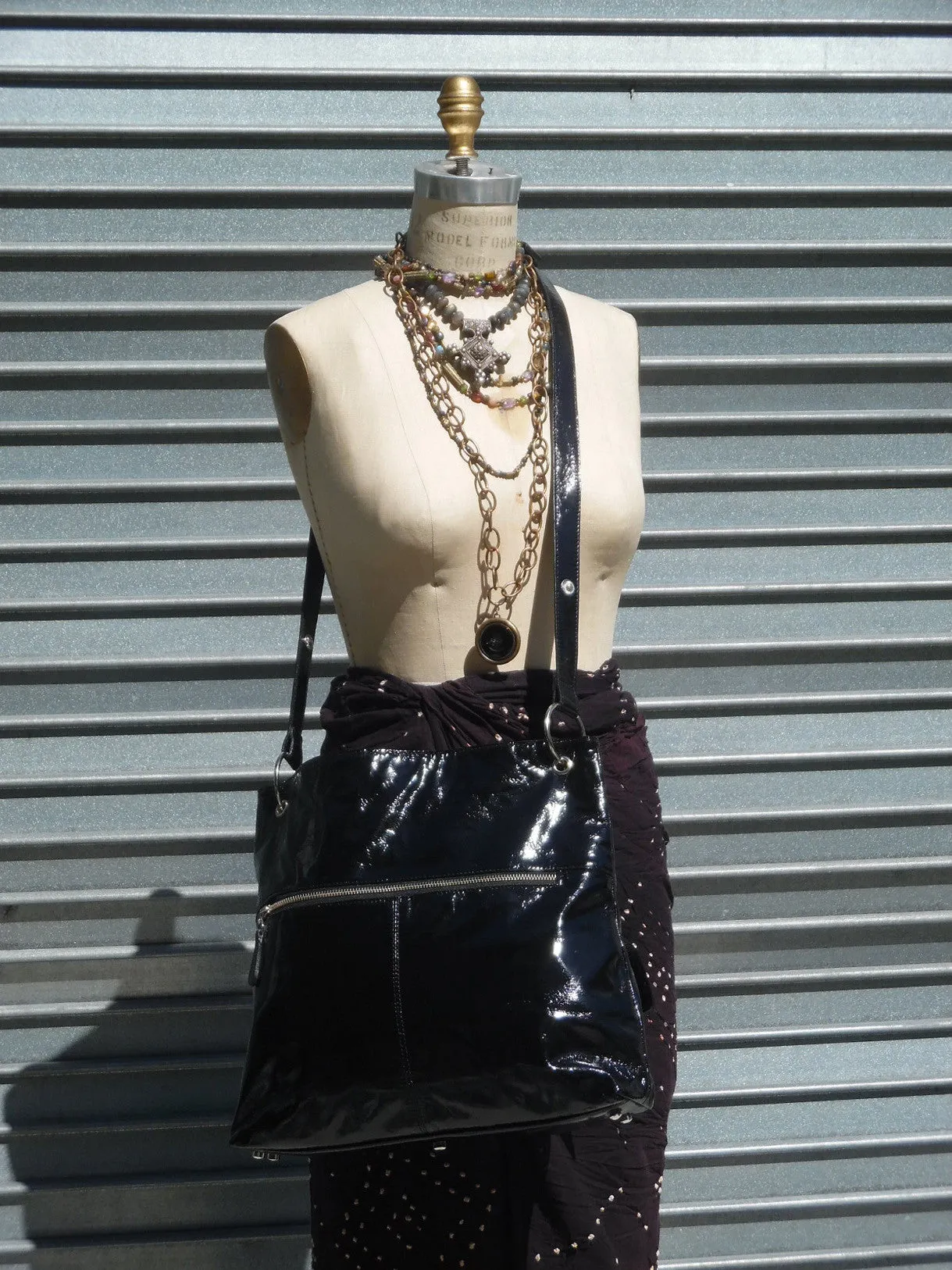 Gapock X Crossbody Travel Bag Patent Leather Espresso