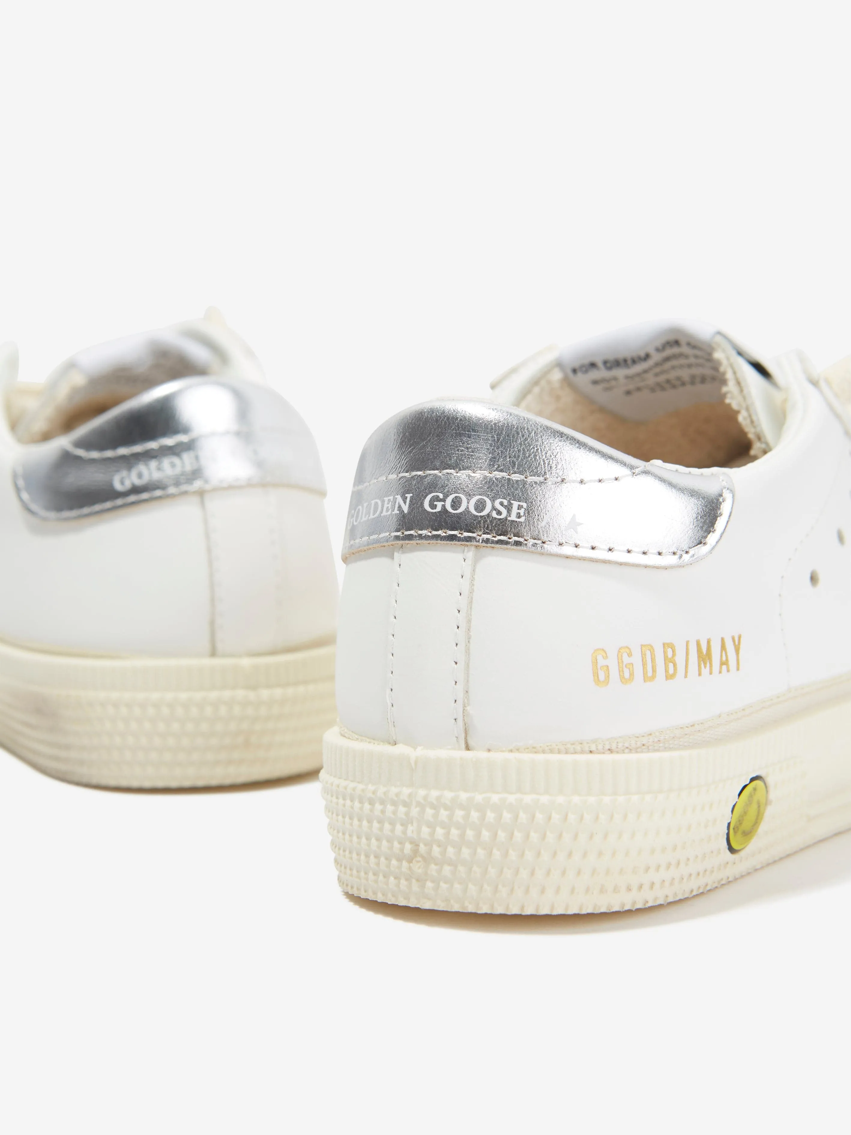 Golden Goose Girls Leather And Glitter Star May Trainers in White