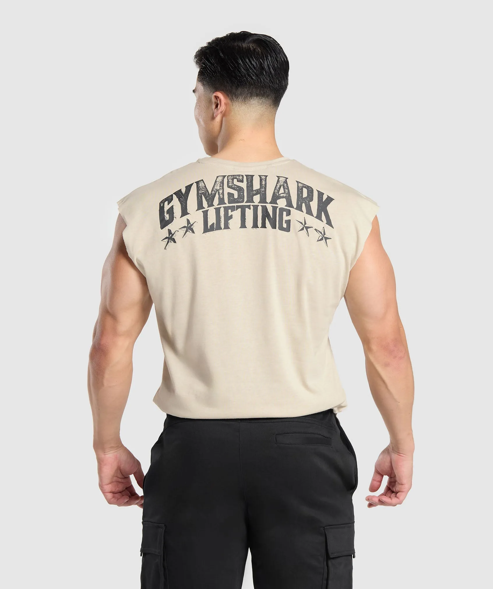 Gymshark Lifting Stars Cut Off Tank - Pebble Grey