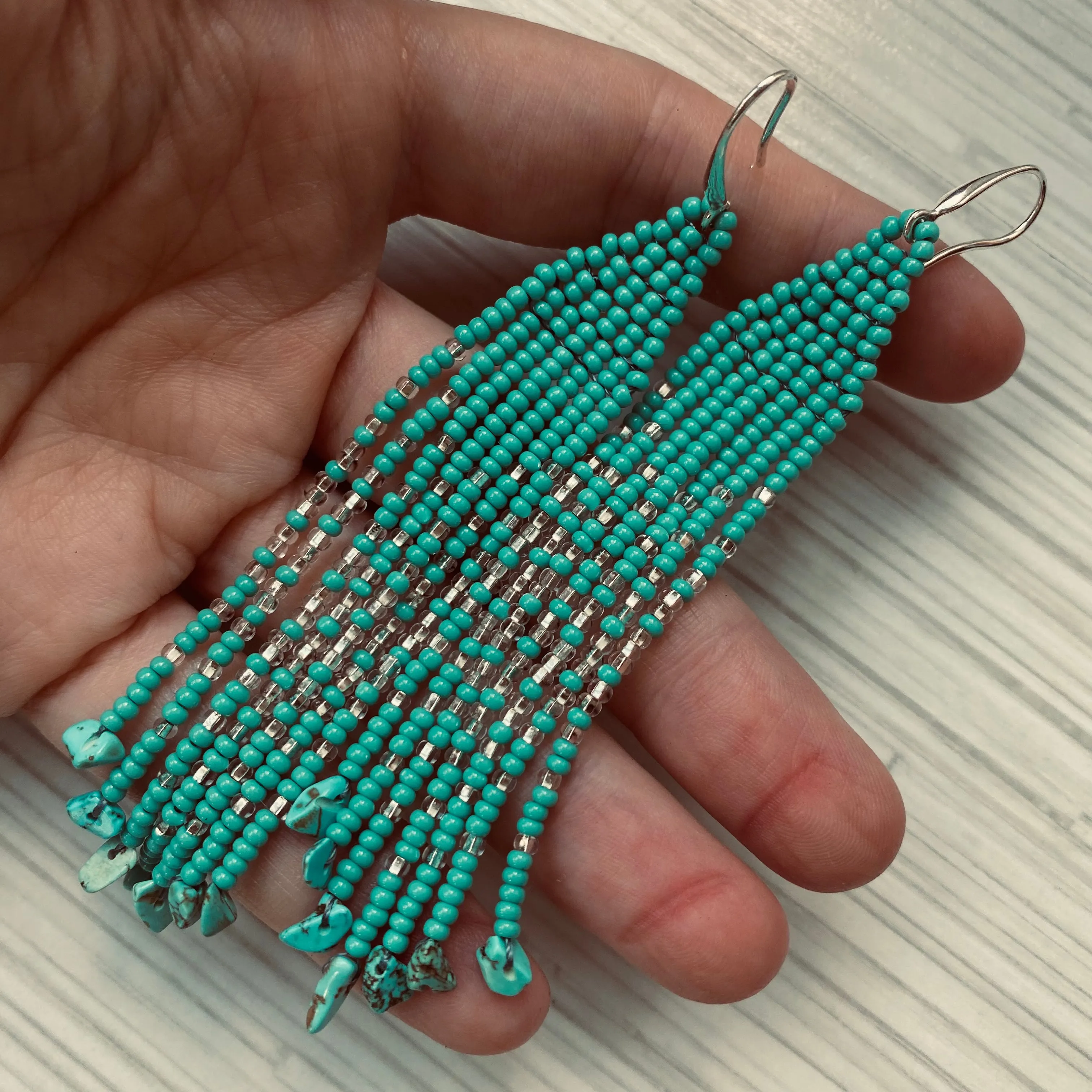 Handmade Bohemian Dainty Turquoise Beaded Earrings for Women