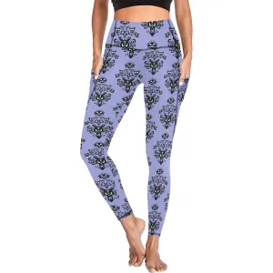 Haunted Mansion Wallpaper Women's Athletic Leggings With Pockets