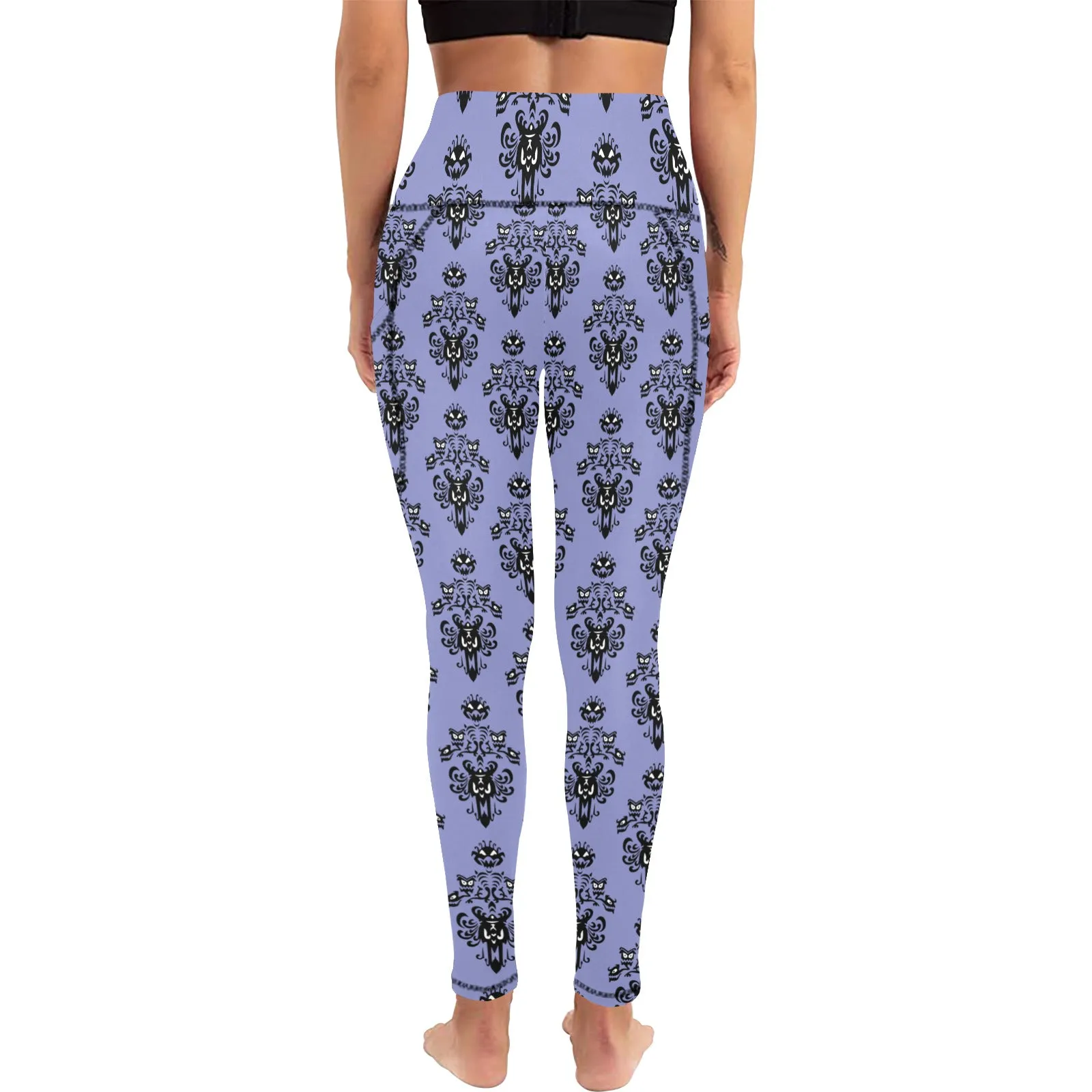 Haunted Mansion Wallpaper Women's Athletic Leggings With Pockets