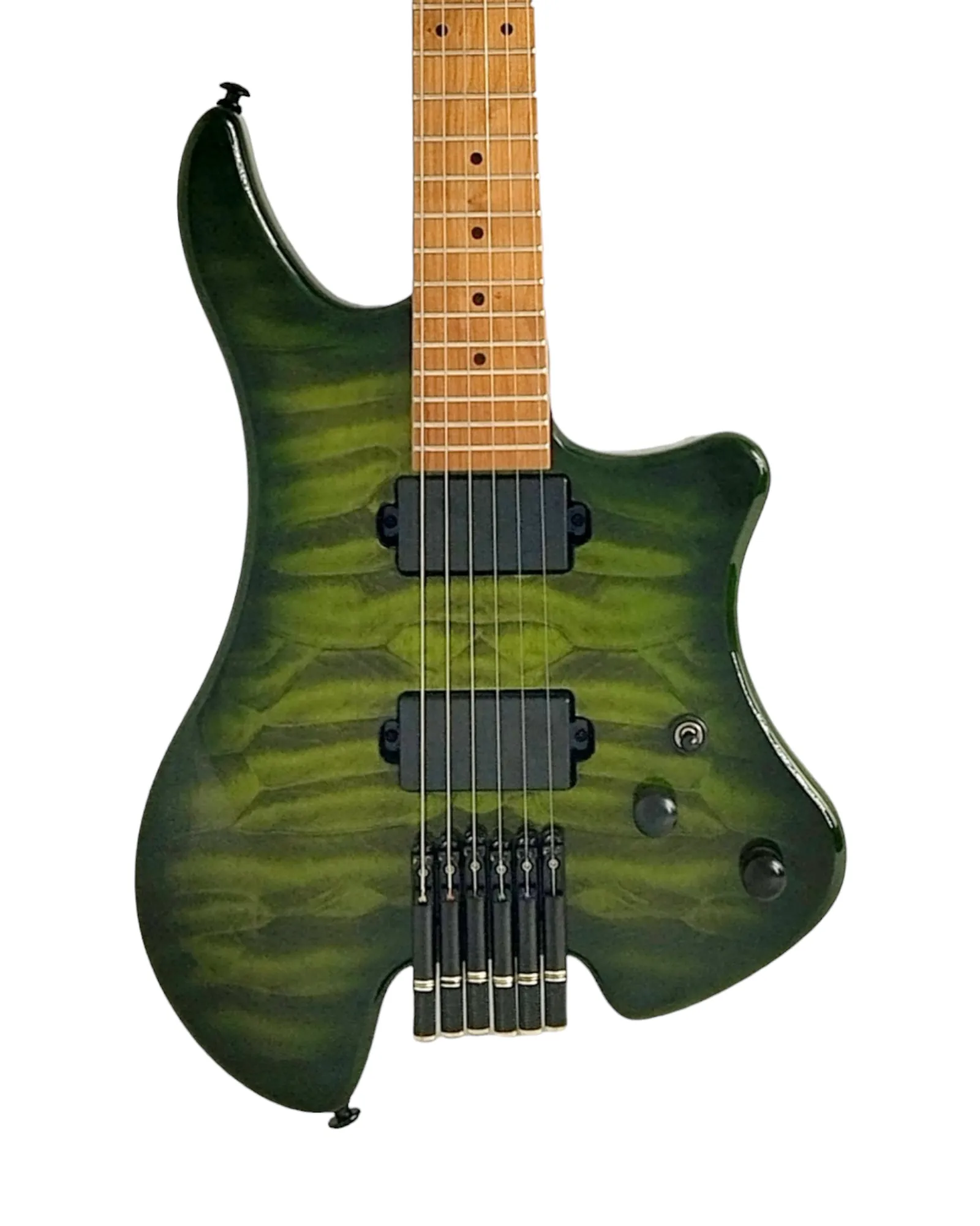 Haze Headless HH Maple HHL Electric Guitar - Green HL1APQTGR