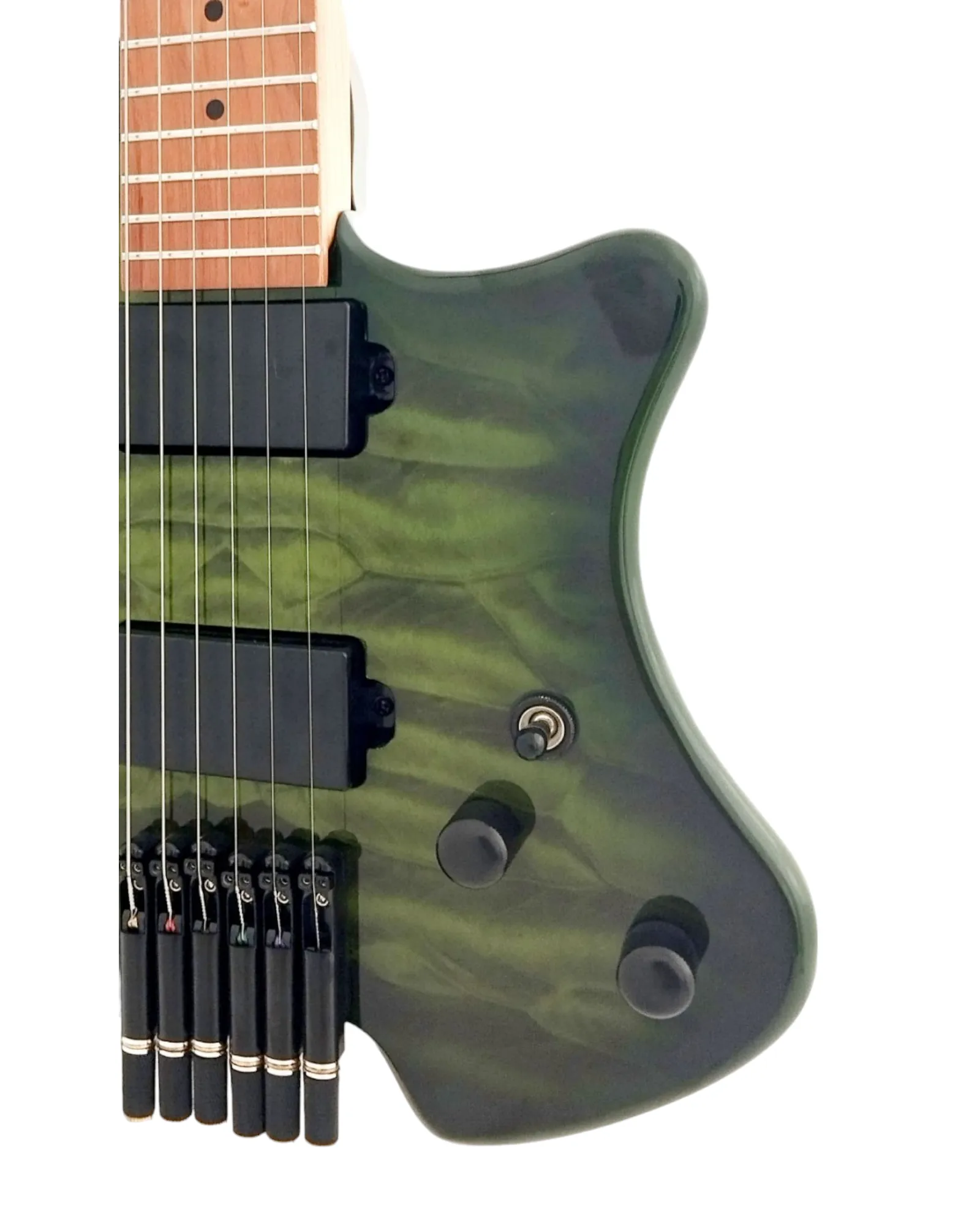 Haze Headless HH Maple HHL Electric Guitar - Green HL1APQTGR