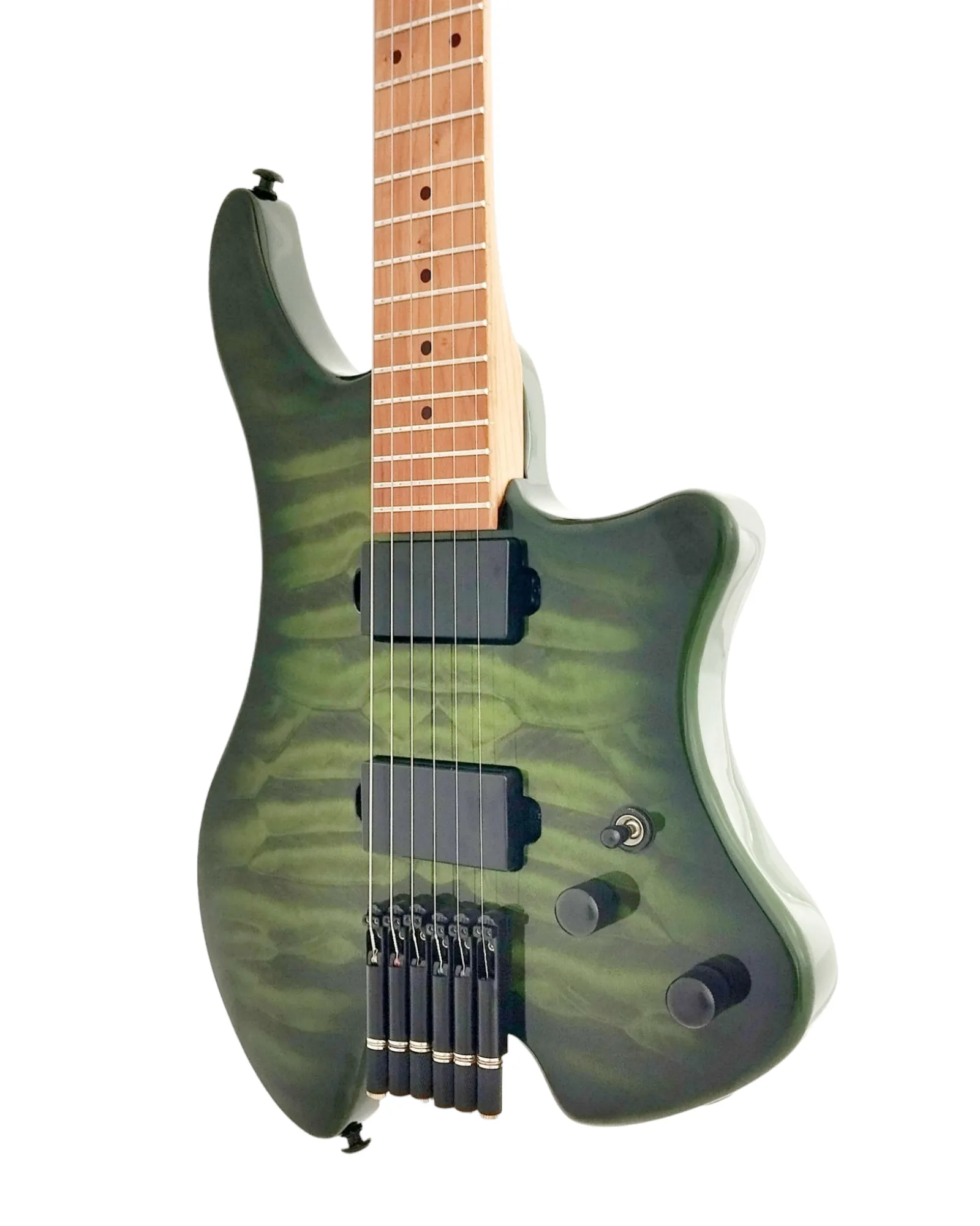 Haze Headless HH Maple HHL Electric Guitar - Green HL1APQTGR