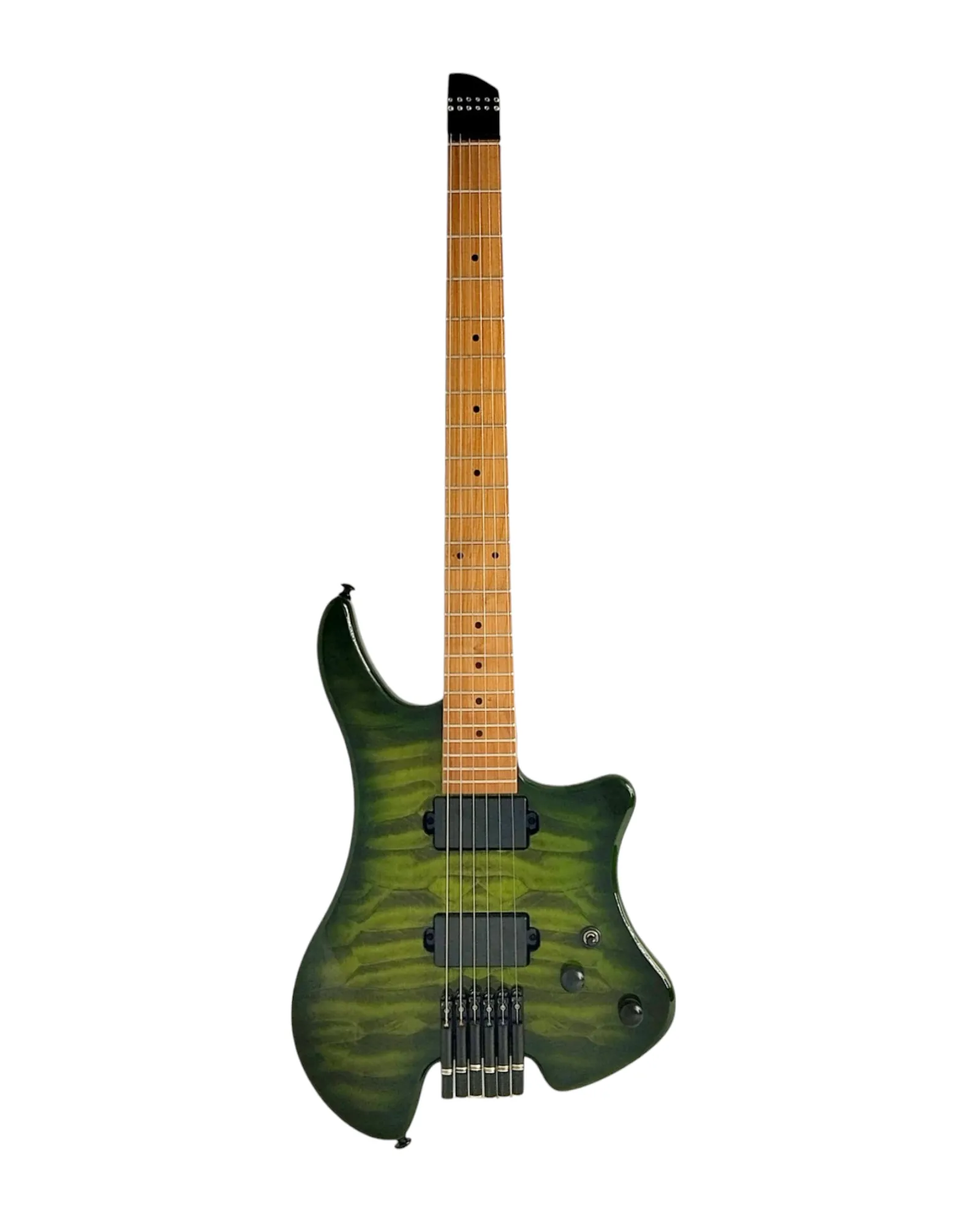 Haze Headless HH Maple HHL Electric Guitar - Green HL1APQTGR