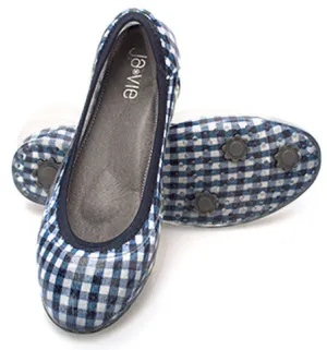 ja-vie navy gingham jelly flats shoes