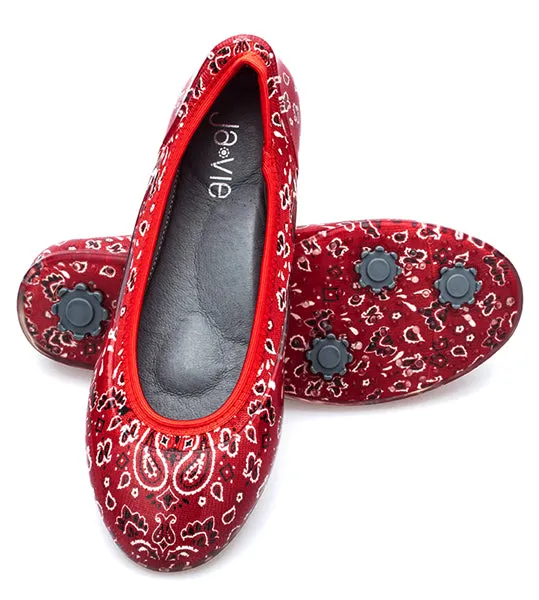 ja-vie red bandana jelly flats shoes