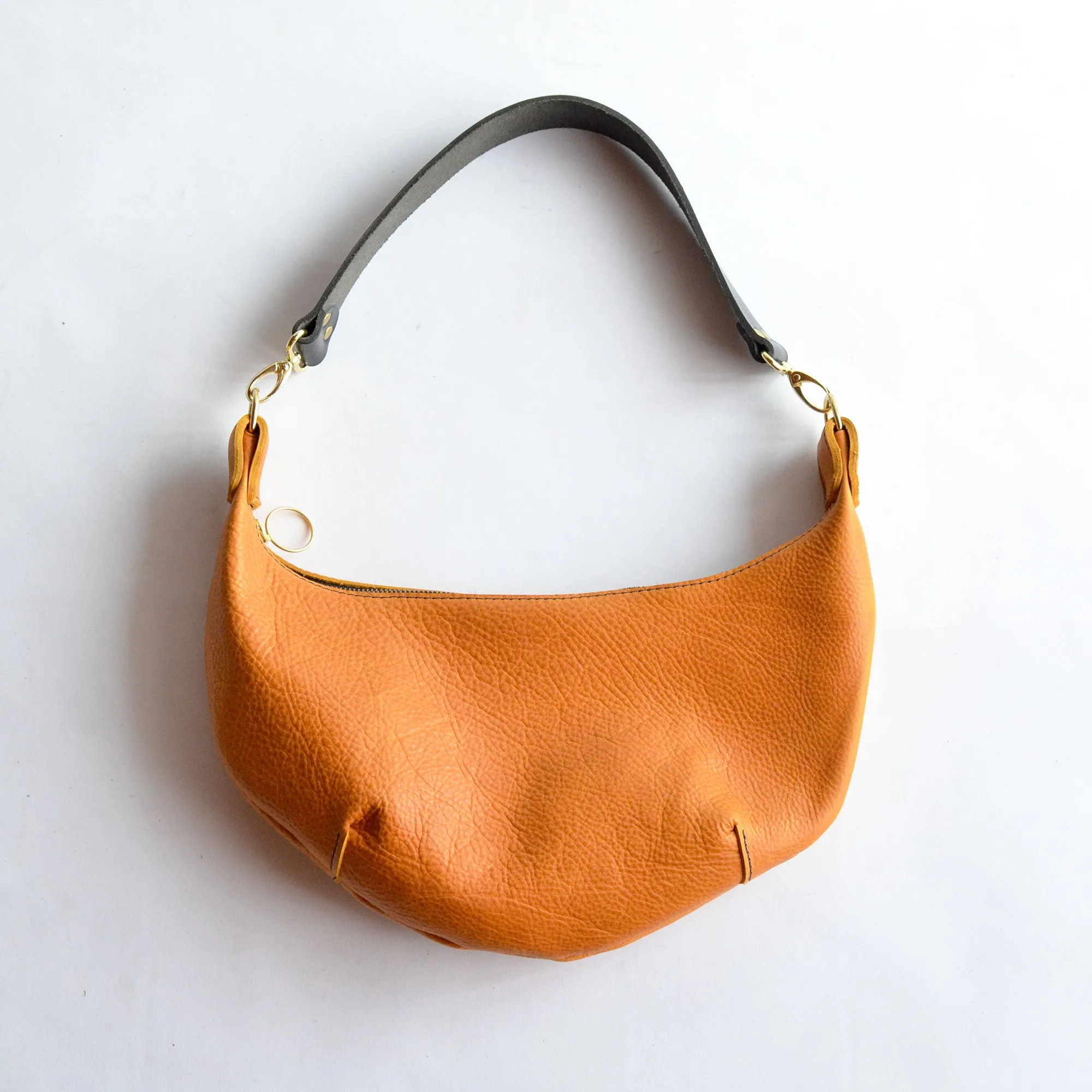 Leather HOBO Crossbody Bag - Amber Leather