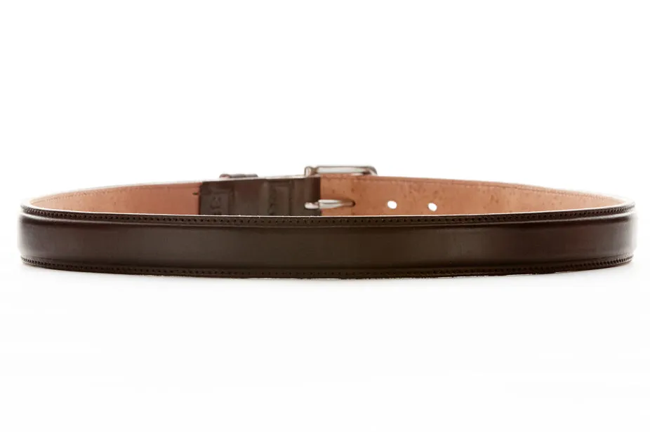 London Leather Belt with Stainless Steel Buckle (Dark Chocolate)