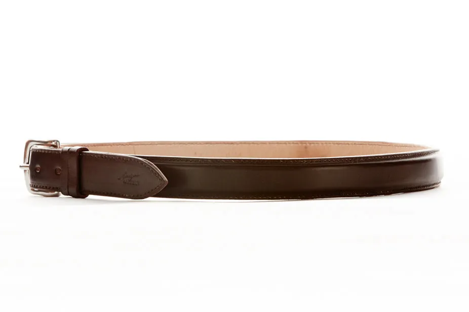 London Leather Belt with Stainless Steel Buckle (Dark Chocolate)