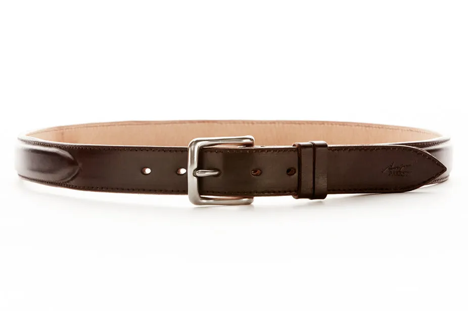 London Leather Belt with Stainless Steel Buckle (Dark Chocolate)