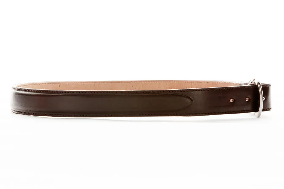 London Leather Belt with Stainless Steel Buckle (Dark Chocolate)