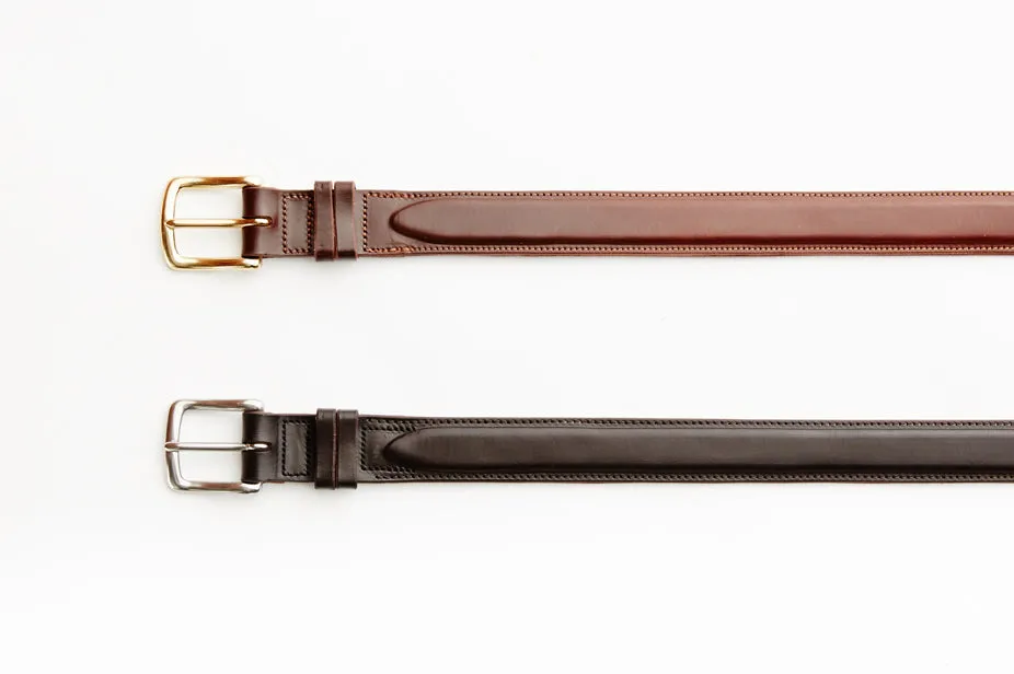 London Leather Belt with Stainless Steel Buckle (Dark Chocolate)