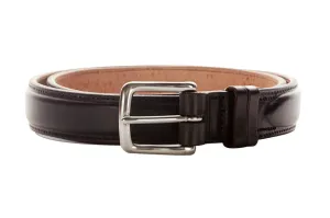 London Leather Belt with Stainless Steel Buckle (Dark Chocolate)