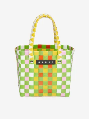 MARNI Girls Woven Micro Basket Bag in Green (14 cm)