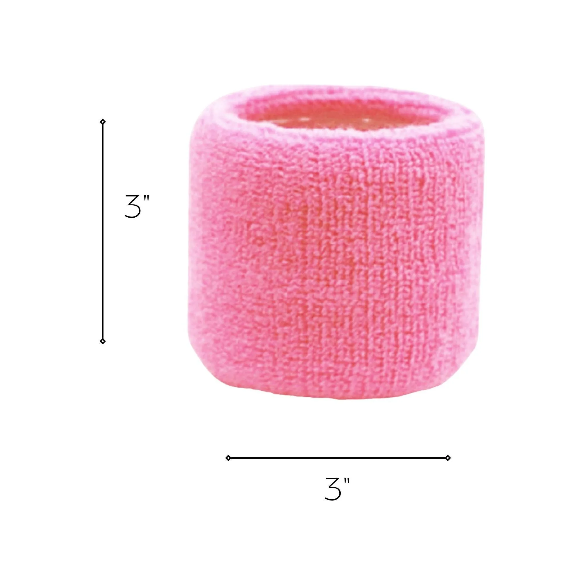 Medium Pink Wrist Sweatbands - 2 Pack