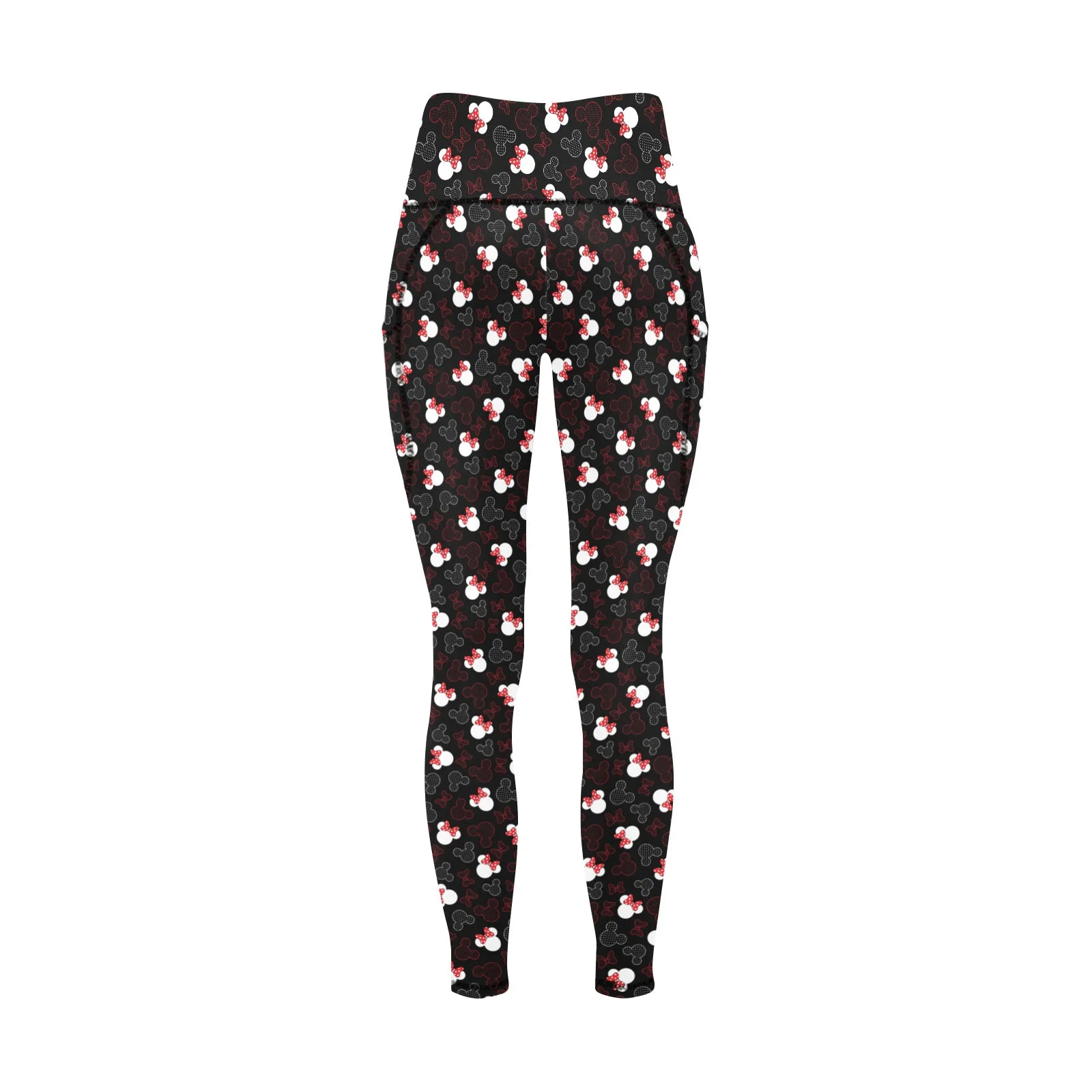 Mickey And Minnie Dots Women's Athletic Leggings With Pockets