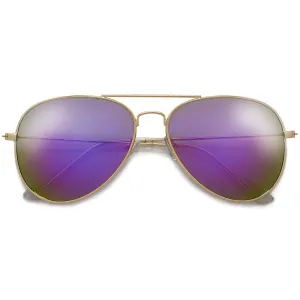 Original Classic Nickel Finish Colorful Reflective Lens Aviator Sunglasses