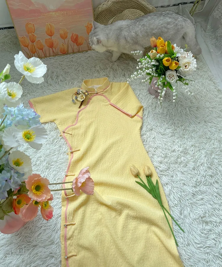 Peach Cheesecake 桃芝士 1930s Inspired Scalloped Trim Qipao