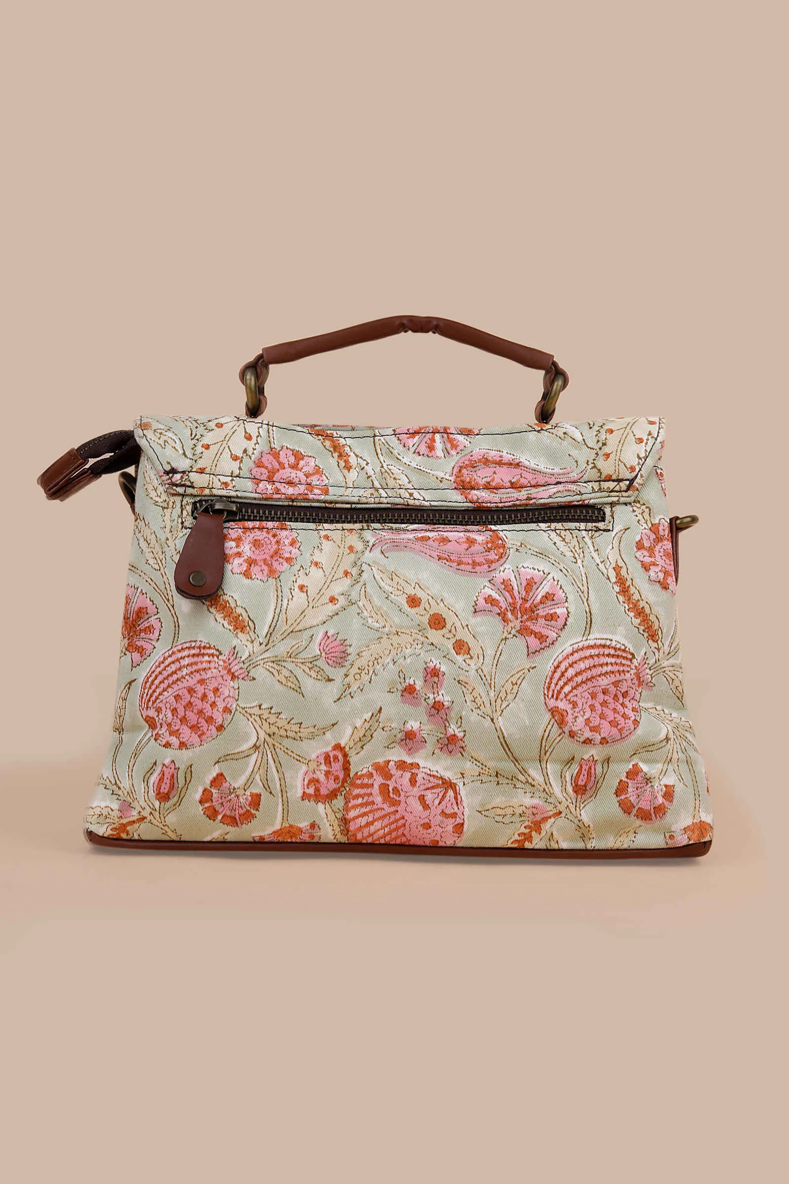 Peruvian Pomegranate Hand Block Printed Pink Chique Bag