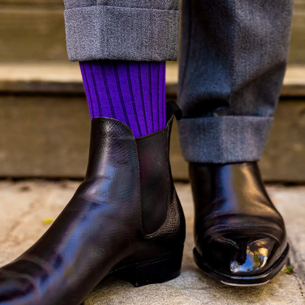 Purple Merino Wool Over the Calf Dress Socks