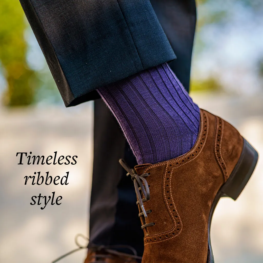 Purple Merino Wool Over the Calf Dress Socks