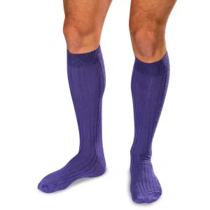 Purple Merino Wool Over the Calf Dress Socks