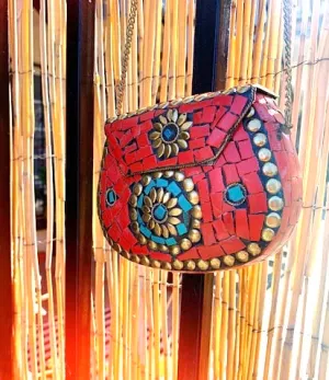 Red & Turquoise Metal Goddess Bag