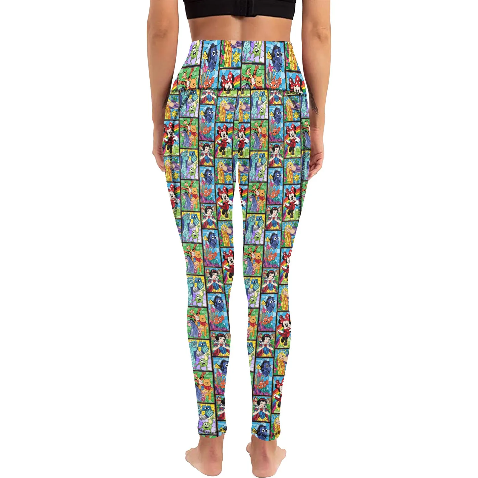 Stained Glass Characters Women's Athletic Leggings With Pockets