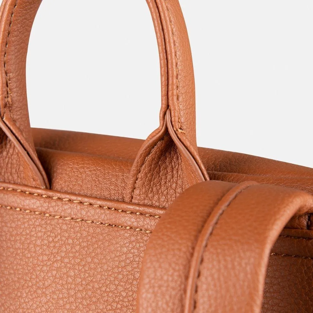 The SARA - Women's Tan Vegan Leather Backpack