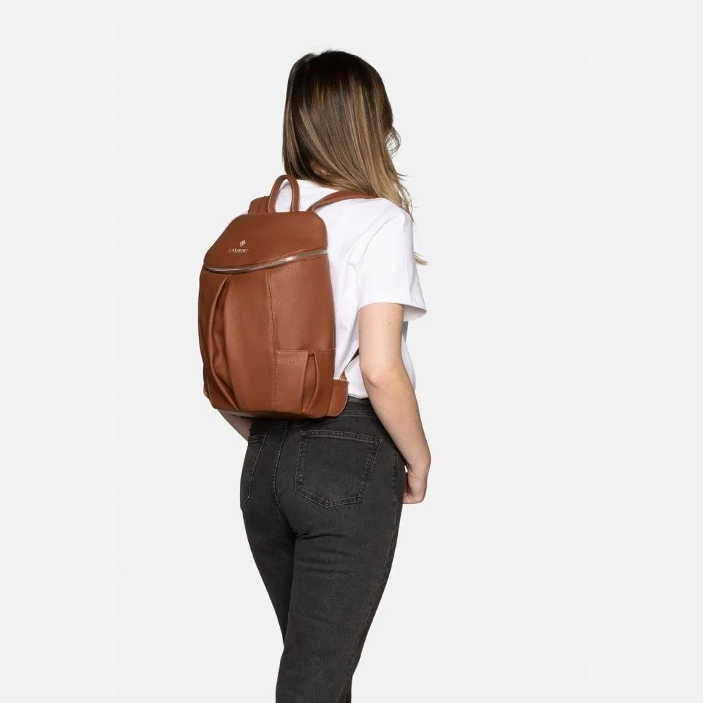 The SARA - Women's Tan Vegan Leather Backpack